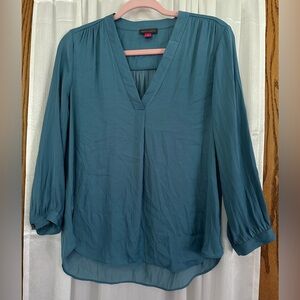 Vince Camuto Teal V-Neck Blouse